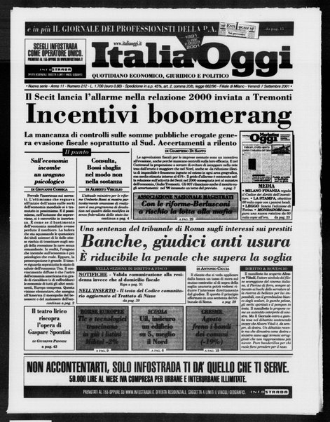 Italia oggi : quotidiano di economia finanza e politica